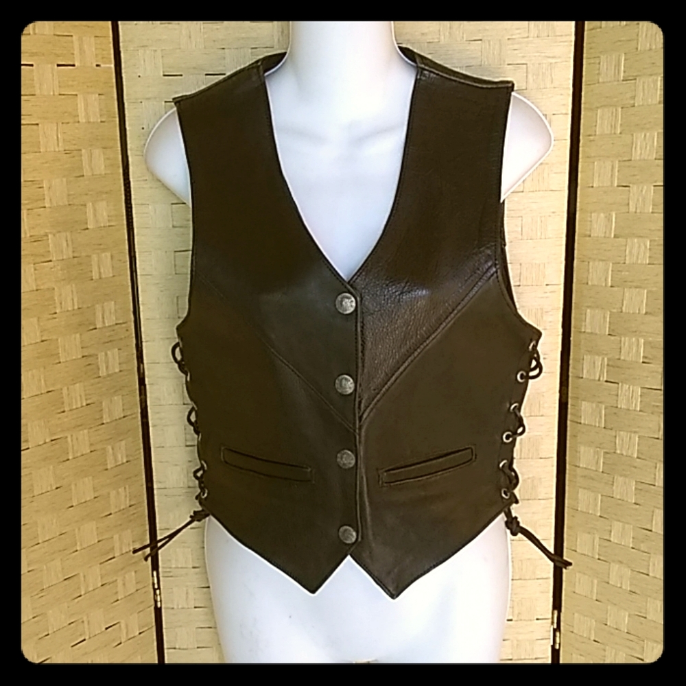Womens Vance Leathers Leather Vest Size XS